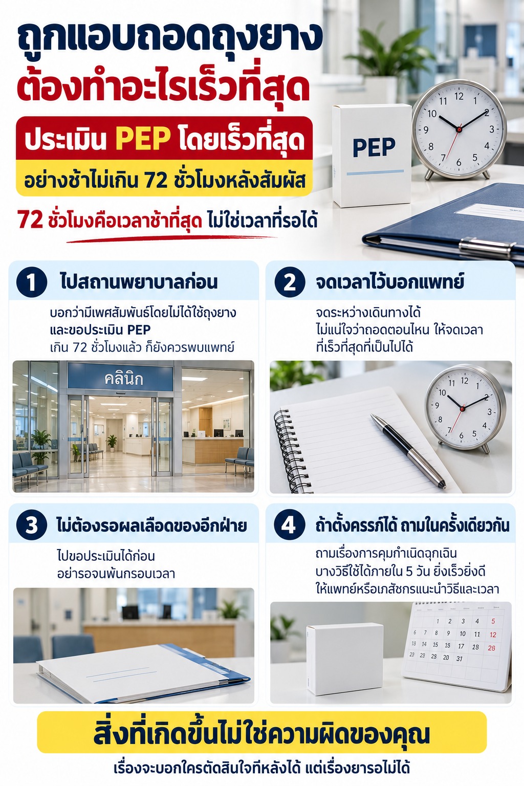 ถูกแอบถอดถุงยาง ต้องทำอะไรเร็วที่สุด ไม่เกิน 72 ชั่วโมง